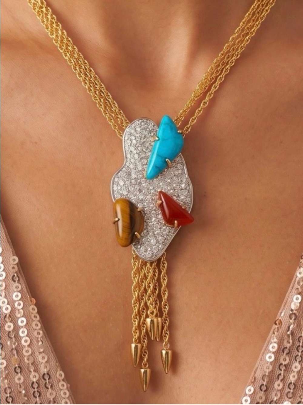 ALEXIS BITTAR • Roxbury NEW Gemstone Cluster Necklace